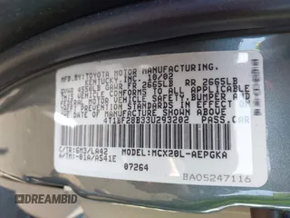 2003 Toyota Avalon XL z VIN 4T1BF28B33U293202, wystawiony jako IAAI lot #41768148 z przebiegiem 157 992 mil mil oraz . Historia ofert i sprzedaży dostępna na DreamBid. Obrazek 9.