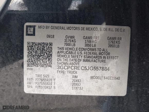 2018 Chevrolet Silverado 1500 LT with VIN 3GCPCREC5JG557884, listed as a IAAI auction lot 41889798 with 112,668 mi miles. Bid and sale history available at carsss.com. Image 9.