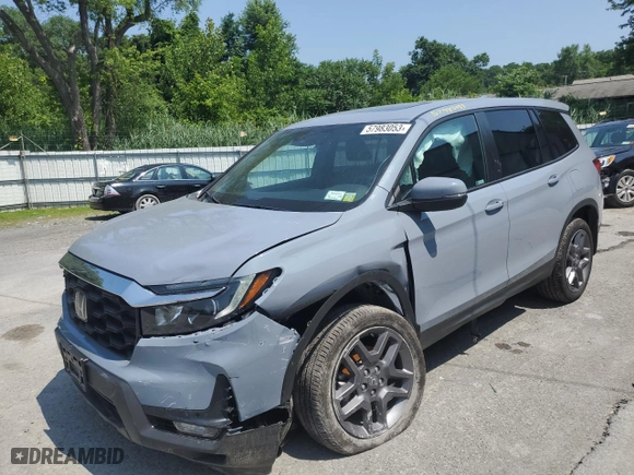 2022 Honda Passport EX-L with VIN 5FNYF8H52NB023451, listed as a Copart auction lot 57983053 with 10,103 mi miles. Bid and sale history available at carsss.com. Image 1.