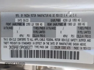 2023 Mazda 3 Premium Plus with VIN 3MZBPBEY3PM385377, listed as a IAAI auction lot 41478593 with 10,924 mi miles and . Bid and sale history available at DreamBid. Image 9.