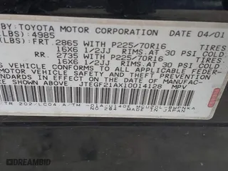 2001 Toyota Highlander with VIN JTEGF21AX10014128, listed as a IAAI auction lot 42053732 with 90,000 mi miles. Bid and sale history available at carsss.com. Image 9.
