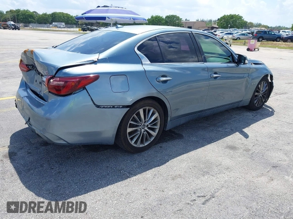 2018 Infiniti Q50 Luxe with VIN JN1EV7AP5JM590494, listed as a IAAI auction lot 41936520 with 101,580 mi miles and . Bid and sale history available at carsss.com. Image 4.