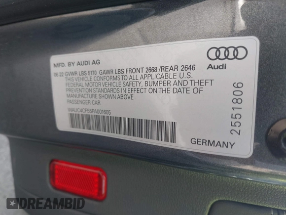 2023 Audi S5 Sportback Premium Plus z VIN WAUC4CF55PA001605, wystawiony jako IAAI lot #41597900 z przebiegiem 24 446 mil mil oraz . Historia ofert i sprzedaży dostępna na DreamBid. Obrazek 9.