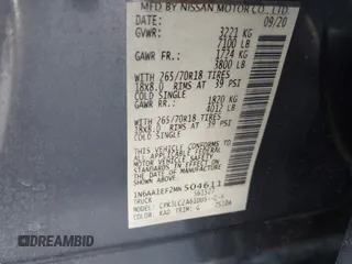 2021 Nissan Titan SV with VIN 1N6AA1EF2MN504611, listed as a IAAI auction lot 41469990 with 81,432 mi miles and . Bid and sale history available at DreamBid. Image 9.