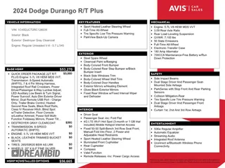 2024 Dodge Durango R/T Plus with VIN 1C4SDJCT2RC126039, listed as a Copart auction lot 51129385 with 29,392 mi miles and Non Repairable. Bid and sale history available at DreamBid. Image 12.
