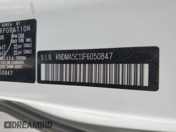2015 Kia Sedona L with VIN KNDMA5C11F6050847, listed as a Copart auction lot 72452674 with 258,364 mi miles and Salvage Title. Bid and sale history available at DreamBid. Image 14.