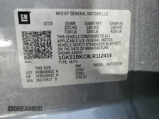 2020 GMC Yukon SLT with VIN 1GKS1BKC8LR112414, listed as a Copart auction lot 86564464 with 63,454 mi miles and Salvage Title. Bid and sale history available at DreamBid. Image 14.