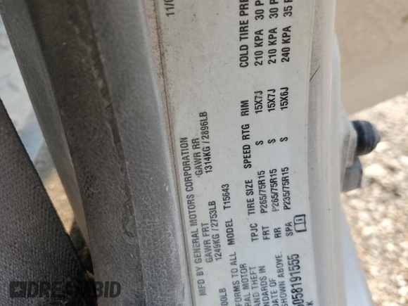 2005 Chevrolet Colorado 1SC LS Z85 with VIN 1GCDT136058191555, listed as a Copart auction lot 58747615 with 116,460 mi miles and Salvage title. Bid and sale history available at DreamBid. Image 13.