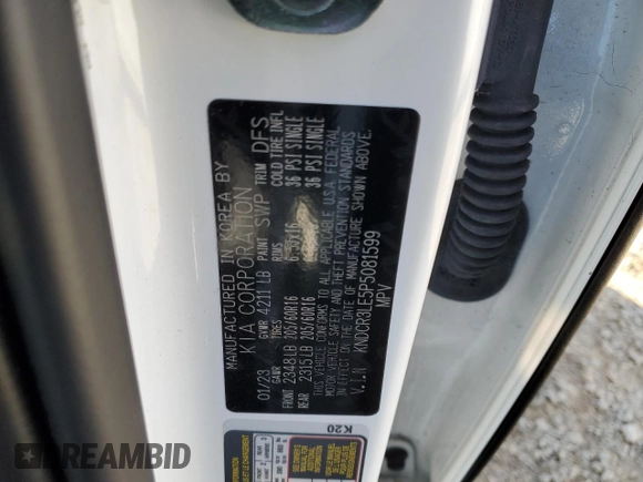 2023 Kia Niro EX with VIN KNDCR3LE5P5081599, listed as a Copart auction lot 87872055 with 34,407 mi miles and Salvage Title. Bid and sale history available at carsss.com. Image 15.