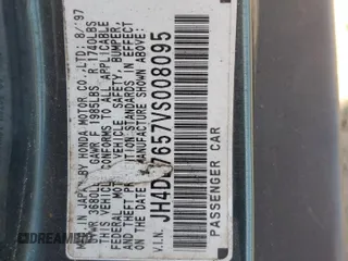 1997 Acura Integra LS с VIN JH4DB7657VS008095, выставлен на аукционе Copart как лот 59367005 с пробегом 150 084 миль миль и Списание • Salvage title. История ставок и продаж доступна на DreamBid. Изображение 12.