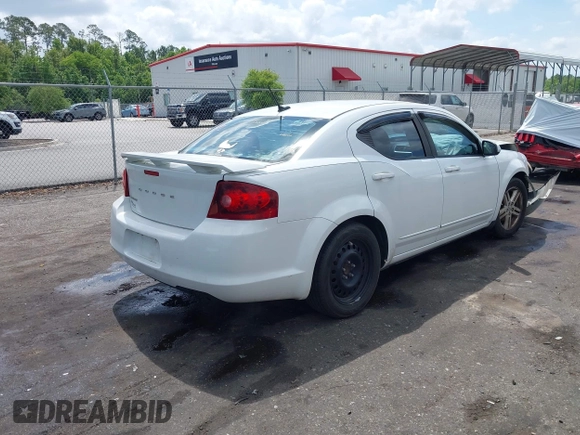 2012 Dodge Avenger SXT with VIN 1C3CDZCB5CN156288, listed as a IAAI auction lot 42115638 with 157,534 mi miles and . Bid and sale history available at DreamBid. Image 4.