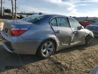 2007 BMW 5 Series 525i with VIN WBANE53567CY06863, listed as a Copart auction lot 46876865 with 34,017 mi miles and Salvage Title. Bid and sale history available at carsss.com. Image 3.