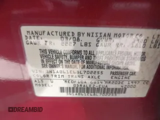 2008 Nissan Sentra S with VIN 3N1AB61E68L702255, listed as a IAAI auction lot 42046160 with 150,474 mi miles and . Bid and sale history available at DreamBid. Image 9.
