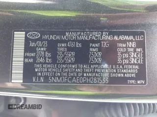 2023 Hyundai Tucson SEL with VIN 5NMJFCAE0PH281533, listed as a IAAI auction lot 41738468 with 36,881 mi miles and . Bid and sale history available at DreamBid. Image 9.