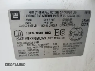 2015 GMC Terrain SLE with VIN 2GKFLWEKXF6280979, listed as a Copart auction lot 58332515 with 112,269 mi miles and Salvage title. Bid and sale history available at DreamBid. Image 14.
