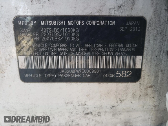 2014 Mitsubishi Lancer GT with VIN JA32U8FW7EU009901, listed as a Copart auction lot 82544214 with 139,691 mi miles and Salvage Title. Bid and sale history available at carsss.com. Image 12.