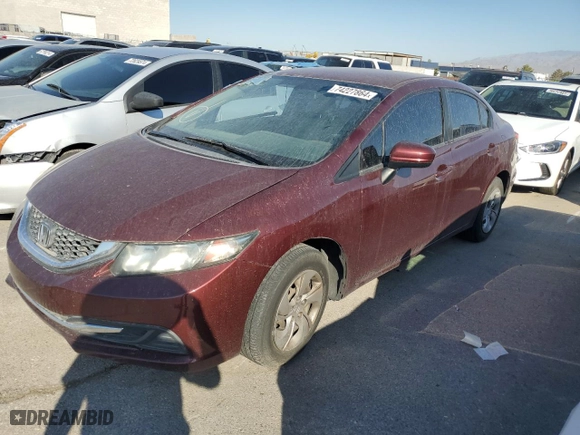 2015 Honda Civic Sedan LX with VIN 2HGFB2F54FH530285, listed as a Copart auction lot 74227864 with 139,411 mi miles and Salvage Title. Bid and sale history available at carsss.com. Image 1.
