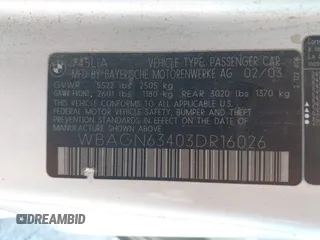 2003 BMW 7 Series 745Li with VIN WBAGN63403DR16026, listed as a IAAI auction lot 41140076 with Not Provided miles and . Bid and sale history available at DreamBid. Image 9.