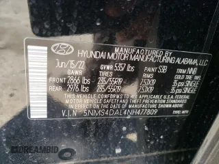 2022 Hyundai Santa Fe Limited with VIN 5NMS4DAL4NH477809, listed as a Copart auction lot 42377905 with 24,292 mi miles and Salvage Title. Bid and sale history available at carsss.com. Image 13.