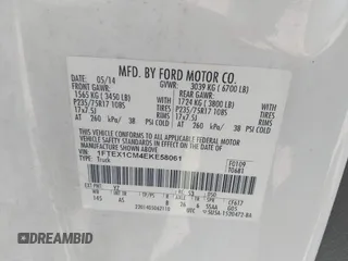2014 Ford F-150 XL with VIN 1FTEX1CM4EKE58061, listed as a IAAI auction lot 41669258 with 195,232 mi miles. Bid and sale history available at carsss.com. Image 8.