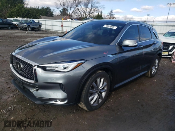 2019 Infiniti QX50 LUXE with VIN 3PCAJ5M18KF135877, listed as a Copart auction lot 71005802 with 55,640 mi miles. Bid and sale history available at carsss.com. Image 1.