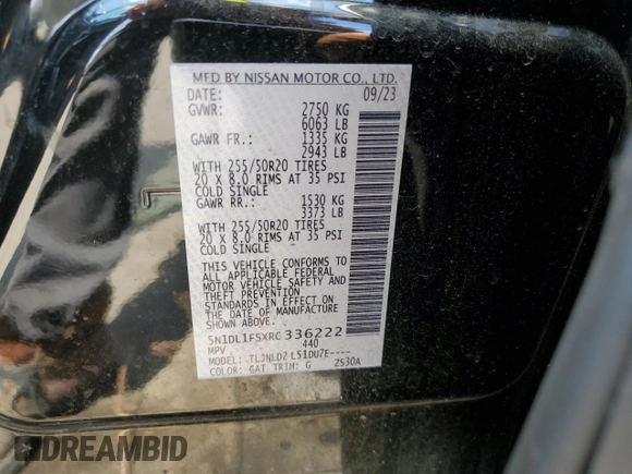 2024 Infiniti QX60 Luxe с VIN 5N1DL1FSXRC336222, выставлен на аукционе Copart как лот 66060274 с пробегом 30 504 миль миль и Списание • Salvage title. История ставок и продаж доступна на DreamBid. Изображение 12.