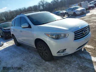 2013 Infiniti JX35 with VIN 5N1AL0MN4DC346859, listed as a IAAI auction lot 41360338 with 143,896 mi miles. Bid and sale history available at carsss.com. Image 1.