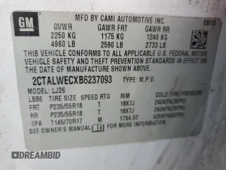 2011 GMC Terrain SLT-2 with VIN 2CTALWECXB6237093, listed as a Copart auction lot 44385105 with 268,999 mi miles and Salvage Title. Bid and sale history available at carsss.com. Image 13.