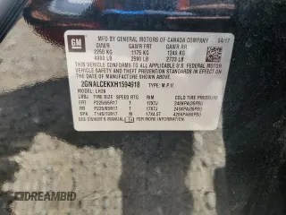 2017 Chevrolet Equinox LT z VIN 2GNALCEKXH1594918, wystawiony jako Copart lot #58422005 z przebiegiem 57 031 mil mil oraz Szkoda całkowita • Salvage title. Historia ofert i sprzedaży dostępna na DreamBid. Obrazek 13.