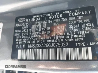 2016 Hyundai Tucson Limited with VIN KM8J33A26GU075023, listed as a IAAI auction lot 41656851 with 125,277 mi miles and . Bid and sale history available at DreamBid. Image 9.