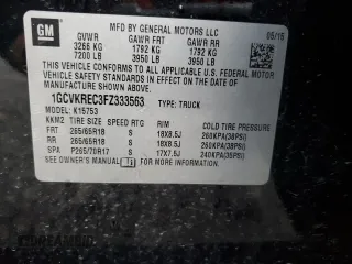 2015 Chevrolet Silverado 1500 LT with VIN 1GCVKREC3FZ333563, listed as a Copart auction lot 48588755 with 74,968 mi miles and Salvage Title. Bid and sale history available at DreamBid. Image 12.
