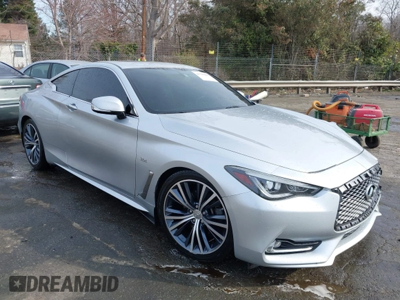 2018 Infiniti Q60 Luxe with VIN JN1EV7EK3JM343134, listed as a IAAI auction lot 41795601 with 61,826 mi miles and . Bid and sale history available at carsss.com. Image 1.
