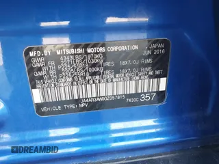2016 Mitsubishi Outlander Sport 2.4 ES with VIN JA4AR3AW0GZ057815, listed as a IAAI auction lot 41721549 with 107,233 mi miles. Bid and sale history available at carsss.com. Image 9.