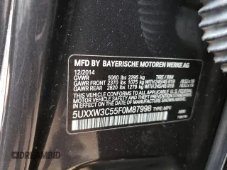2015 BMW X4 xDrive28i with VIN 5UXXW3C55F0M87998, listed as a Copart auction lot 59693723 with 73,846 mi miles. Bid and sale history available at carsss.com. Image 13.