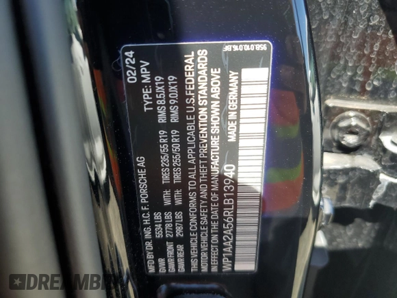 2024 Porsche Macan with VIN WP1AA2A56RLB13940, listed as a Copart auction lot 55057535 with 21,301 mi miles and Clean Title. Bid and sale history available at DreamBid. Image 13.
