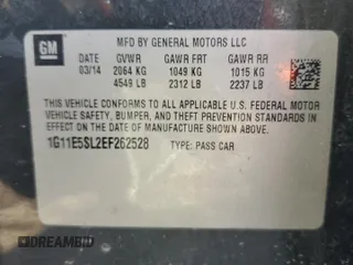 2014 Chevrolet Malibu LT with VIN 1G11E5SL2EF262528, listed as a Copart auction lot 52135245 with 182,207 mi miles and Salvage Title. Bid and sale history available at DreamBid. Image 12.