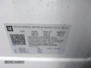 2021 Chevrolet Equinox Premier with VIN 3GNAXNEV4MS153066, listed as a IAAI auction lot 42413071 with 43,052 mi miles and . Bid and sale history available at DreamBid. Image 9.