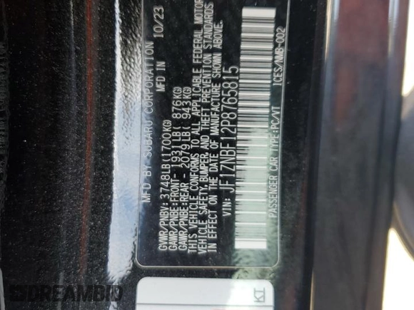 2023 Toyota GR86 Premium with VIN JF1ZNBF12P8765815, listed as a Copart auction lot 69377494 with 5,382 mi miles and Salvage Title. Bid and sale history available at carsss.com. Image 12.