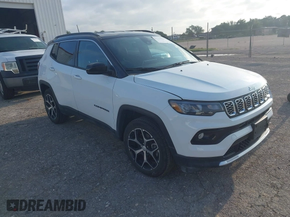 2024 Jeep Compass Limited z VIN 3C4NJDCN7RT100839, wystawiony jako IAAI lot #42714163 z przebiegiem 37 347 mil mil oraz . Historia ofert i sprzedaży dostępna na DreamBid. Obrazek 1.