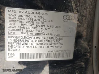2015 Audi Q7 3.0T Premium Plus with VIN WA1LGAFE0FD023758, listed as a IAAI auction lot 41906750 with 1 mi miles. Bid and sale history available at carsss.com. Image 9.