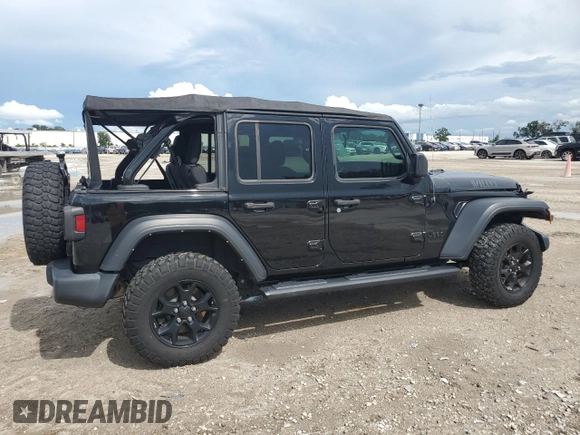 2021 Jeep Wrangler Unlimited Willys Sport with VIN 1C4HJXDN3MW681126, listed as a Copart auction lot 61303544 with 39,514 mi miles and Salvage title. Bid and sale history available at DreamBid. Image 3.