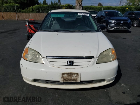 2001 Honda Civic LX with VIN 2HGES16591H574104, listed as a Copart auction lot 54454755 with 240,876 mi miles and Salvage Title. Bid and sale history available at carsss.com. Image 5.
