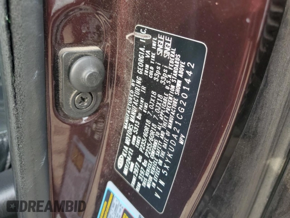 2012 Kia Sorento EX with VIN 5XYKUDA21CG201442, listed as a Copart auction lot 80690424 with 103,040 mi miles and Salvage Title. Bid and sale history available at carsss.com. Image 12.