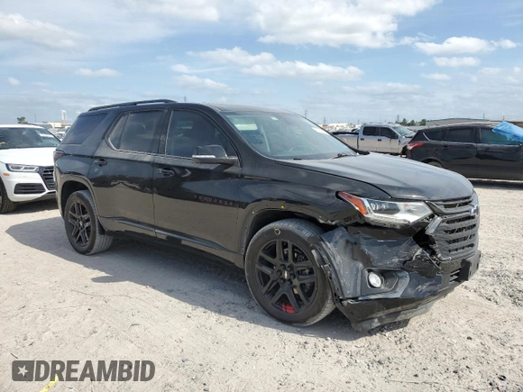 2021 Chevrolet Traverse Premier with VIN 1GNERKKW0MJ155132, listed as a Copart auction lot 53668635 with 91,501 mi miles and Salvage title. Bid and sale history available at DreamBid. Image 4.