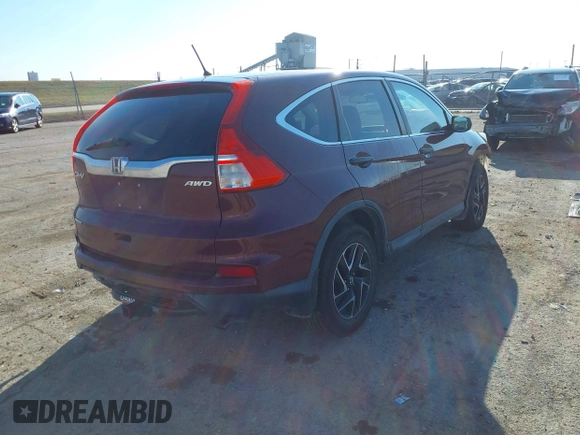 2016 Honda CR-V SE with VIN 2HKRM4H43GH660332, listed as a IAAI auction lot 41229358 with 108,833 mi miles and . Bid and sale history available at carsss.com. Image 4.