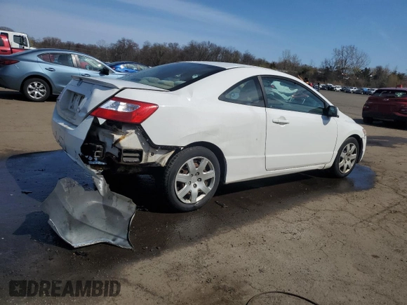 2007 Honda Civic Cpe LX with VIN 2HGFG12687H542662, listed as a Copart auction lot 53691345 with 164,986 mi miles and Salvage Title. Bid and sale history available at carsss.com. Image 3.