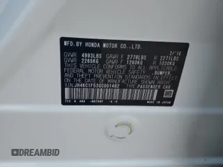 2016 Acura RLX Tech Pkg with VIN JH4KC1F53GC001482, listed as a Copart auction lot 66372724 with 34,958 mi miles and Salvage Title. Bid and sale history available at carsss.com. Image 13.