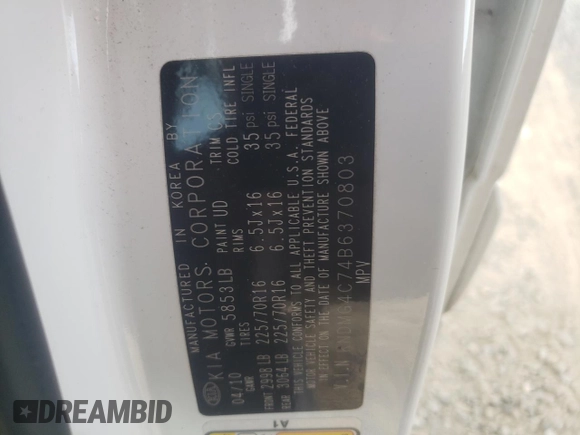 2011 Kia Sedona LX with VIN KNDMG4C74B6370803, listed as a Copart auction lot 77228344 with 142,394 mi miles and Salvage Title. Bid and sale history available at DreamBid. Image 13.