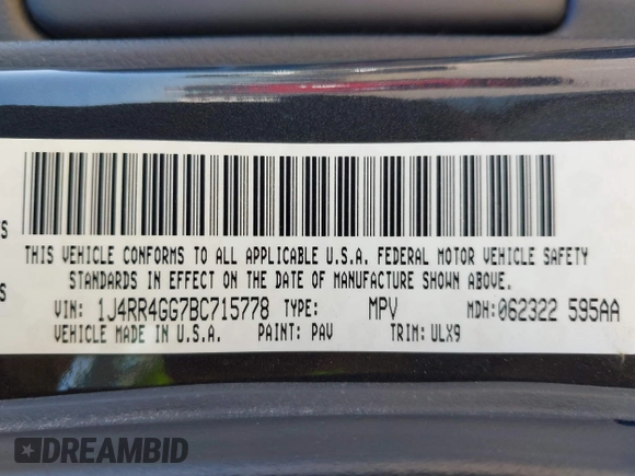 2011 Jeep Grand Cherokee Laredo with VIN 1J4RR4GG7BC715778, listed as a IAAI auction lot 42313636 with 249,209 mi miles and . Bid and sale history available at DreamBid. Image 9.