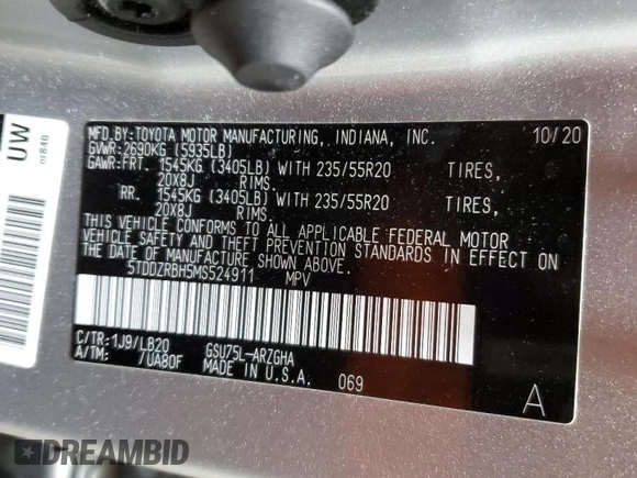 2021 Toyota Highlander Limited z VIN 5TDDZRBH5MS524911, wystawiony jako Copart lot #51312285 z przebiegiem 42 267 mil mil oraz Nie do naprawy • Non repairable. Historia ofert i sprzedaży dostępna na DreamBid. Obrazek 14.